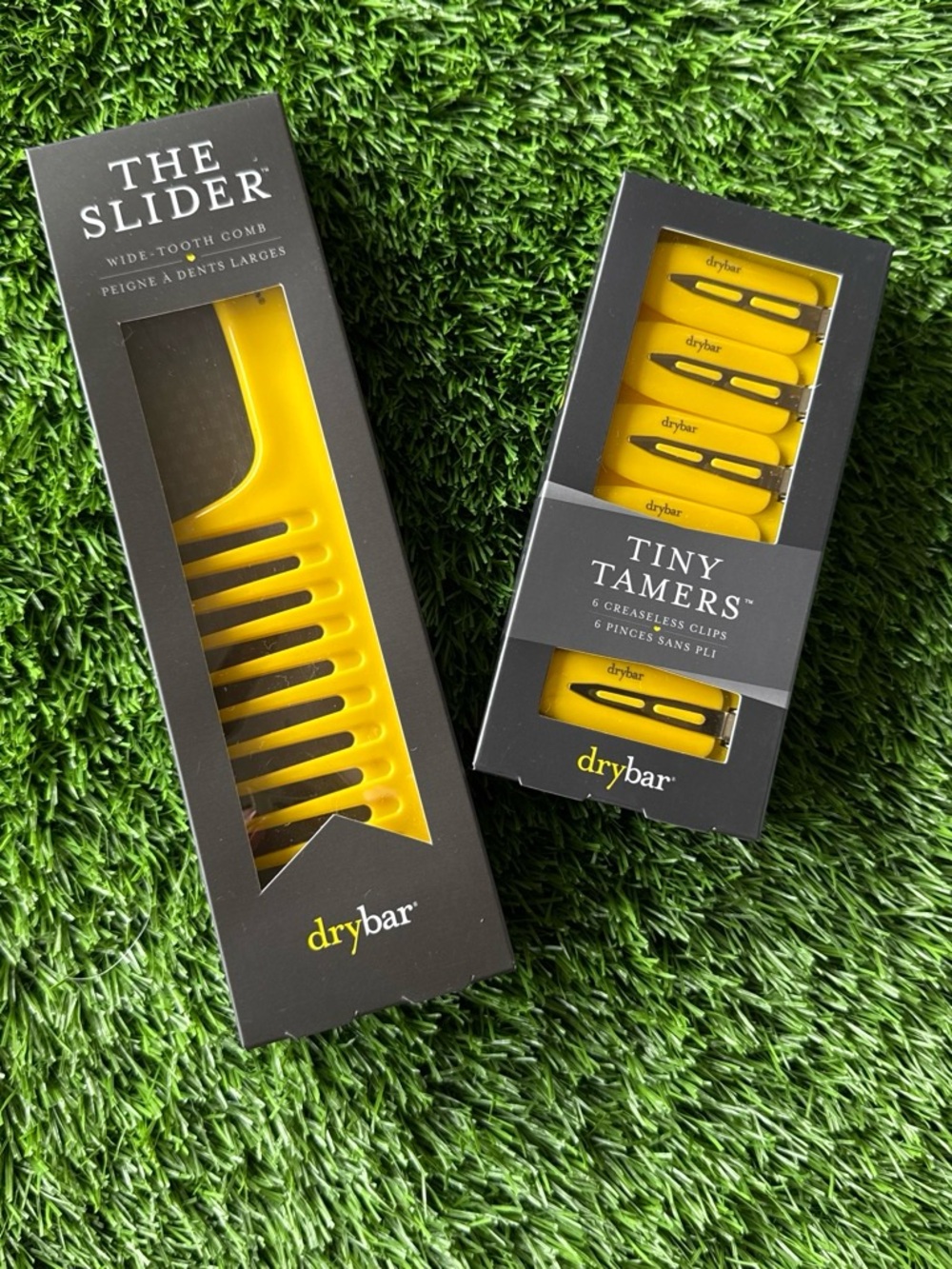 Drybar bright yellow wide-tooth comb & creaseless clips set